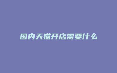 国内天猫开店需要什么手续