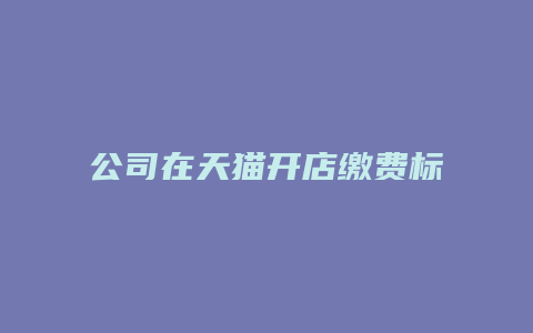 公司在天猫开店缴费标准