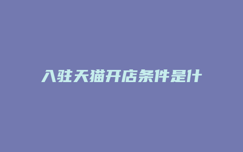 入驻天猫开店条件是什么样的