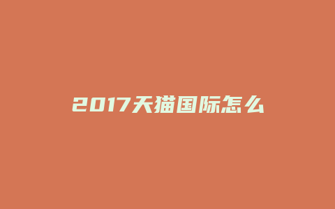 2017天猫国际怎么开店