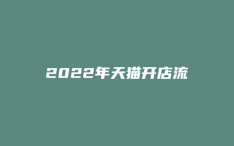 2022年天猫开店流程及费用表