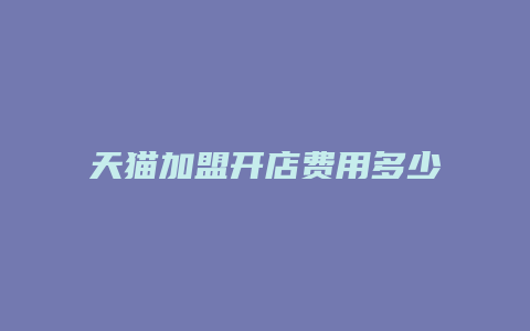 天猫加盟开店费用多少合适