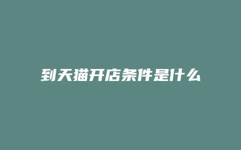 到天猫开店条件是什么意思