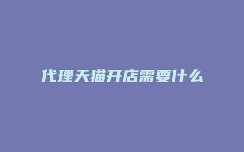 代理天猫开店需要什么