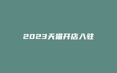 2023天猫开店入驻费用标准