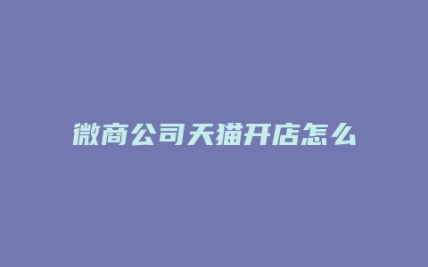 微商公司天猫开店怎么样