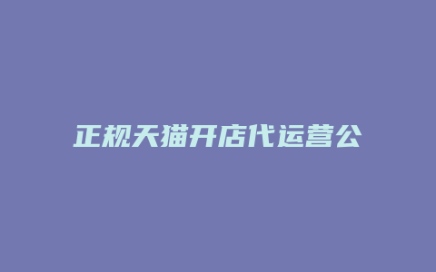 正规天猫开店代运营公司可靠